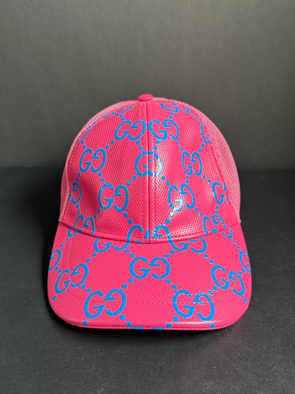 GUCCI pink leather baseball cap